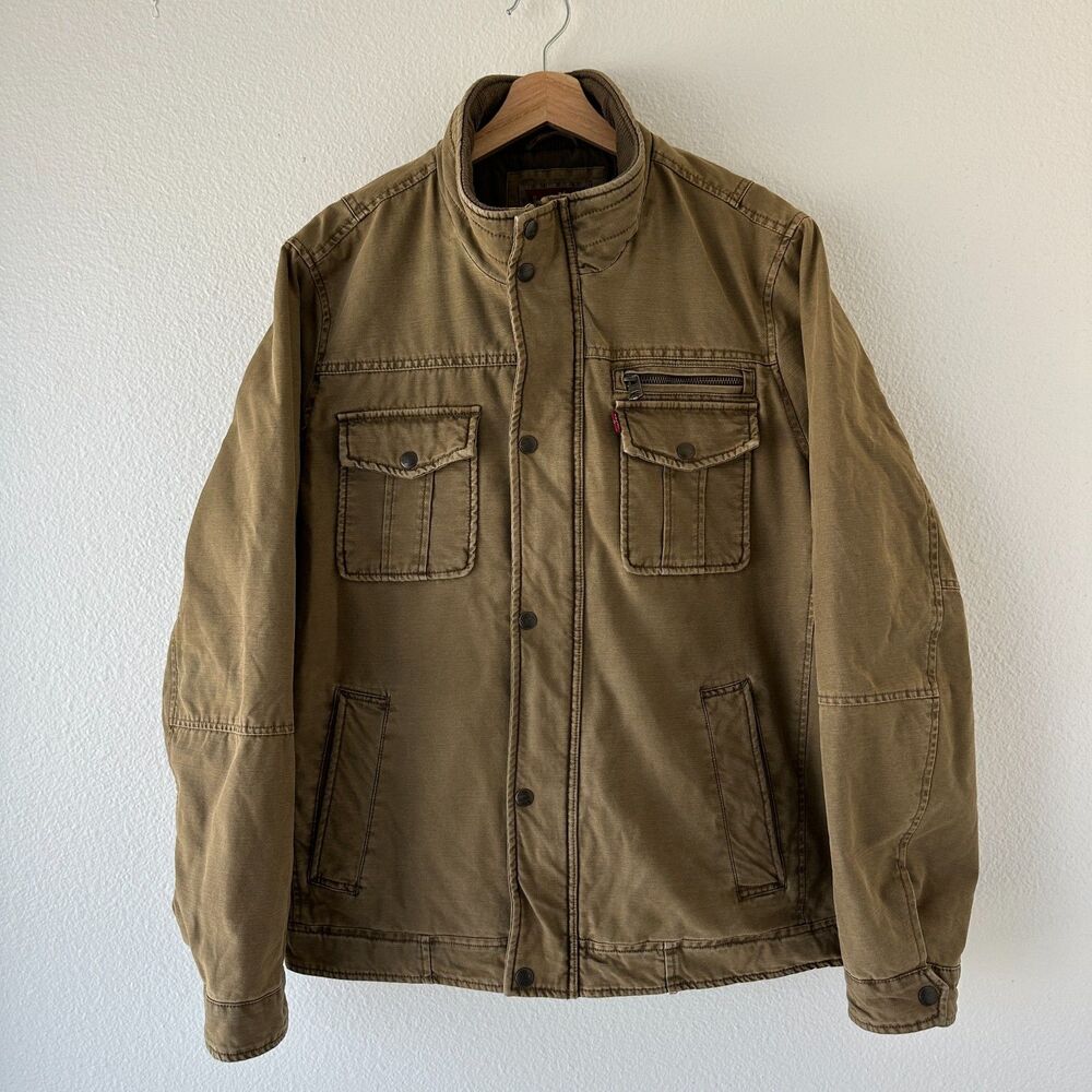 Levi's Jacket Men's Large Tan Brown Lined Field Utility Workwear